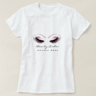 Makeup Artist Beauty Lash Studio Glitter Rosa ros T Shirt
