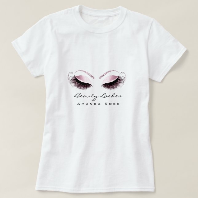 Makeup Artist Beauty Lash Studio Glitter Rosa ros T Shirt (Design framsida)
