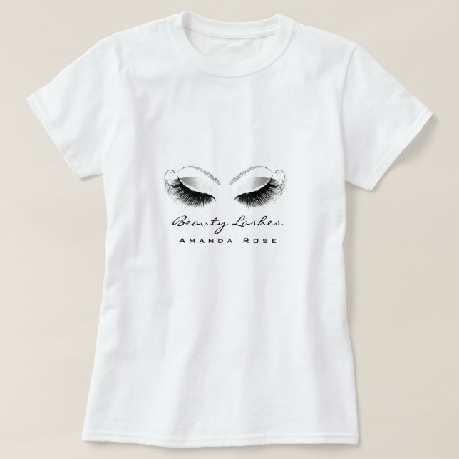 Makeup Artist Beauty Lash Studio Glitter Silver T Shirt (Design framsida)