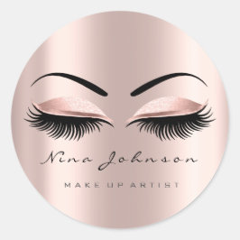 Makeup Artist Beauty Ro Guld Öga Lash Namn Runt Klistermärke