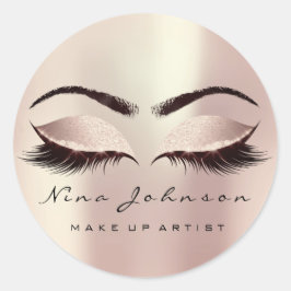 Makeup Artist Beauty Rosa Öga Glitter Runt Klistermärke
