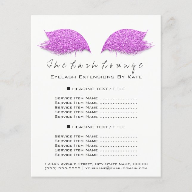 Makeup Artist Beauty Salon Black White Flyer Rosa (Framsidan)