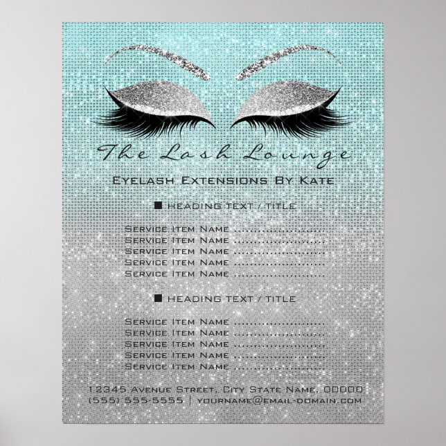 Makeup Artist Beauty Salon Blue Aqua Grått Poster (Framsidan)