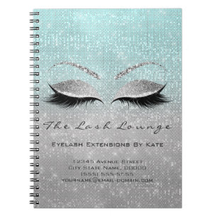 Makeup Artist Beauty Salon Blue Aqua Silver Grått Anteckningsbok