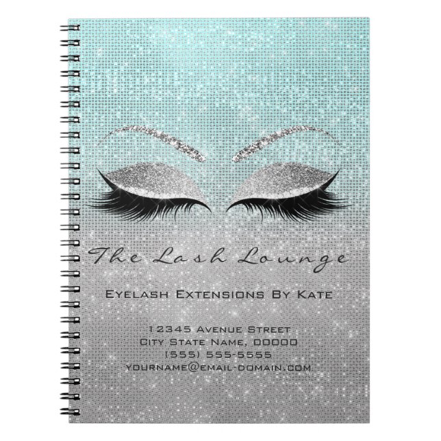 Makeup Artist Beauty Salon Blue Aqua Silver Grått Anteckningsbok (Framsidan)