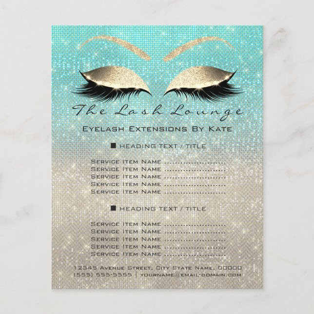 Makeup Artist Beauty Salon Blue Glitter Flyer Ivor (Framsidan)