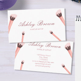 Makeup Artist Beauty Salon Brush Rosa Glitter Visitkort