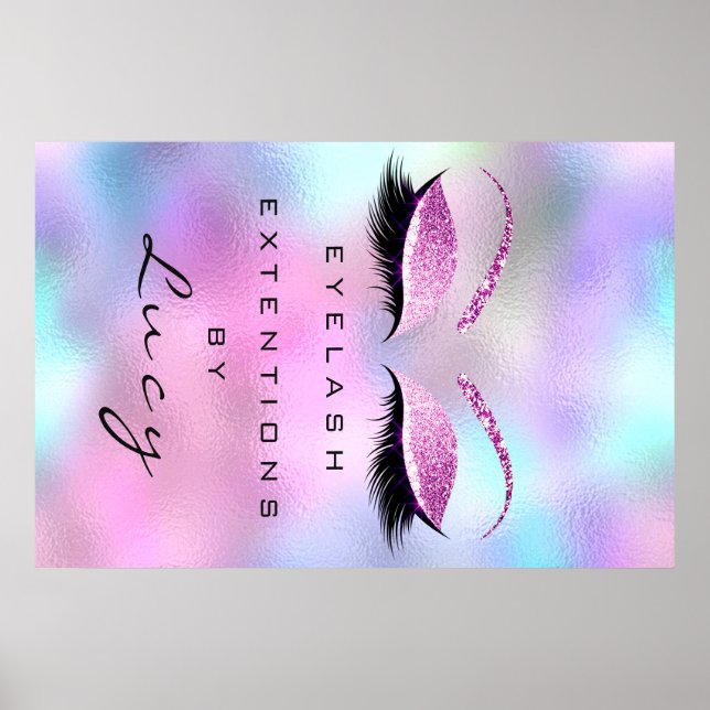 Makeup Artist Beauty Salon Eyebrow Rosa Glitter Poster (Framsidan)