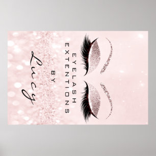 Makeup Artist Beauty Salon Eyebrow Rosa Glitter Poster