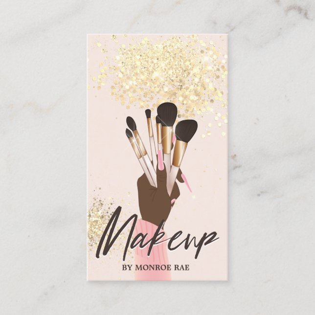 Makeup Artist Beauty Salon Glam Rosa Guld Cream Bu Visitkort (Framsida)