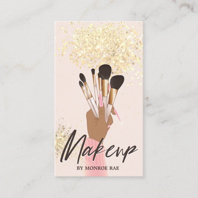 Makeup Artist Beauty Salon Glam Rosa Guld Cream Visitkort (Framsida)