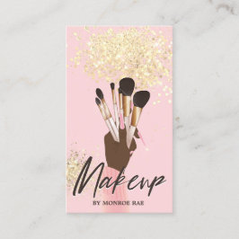 Makeup Artist Beauty Salon Glam Rosa och Guld Visitkort