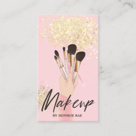 Makeup Artist Beauty Salon Glam Rosa och Guld Visitkort