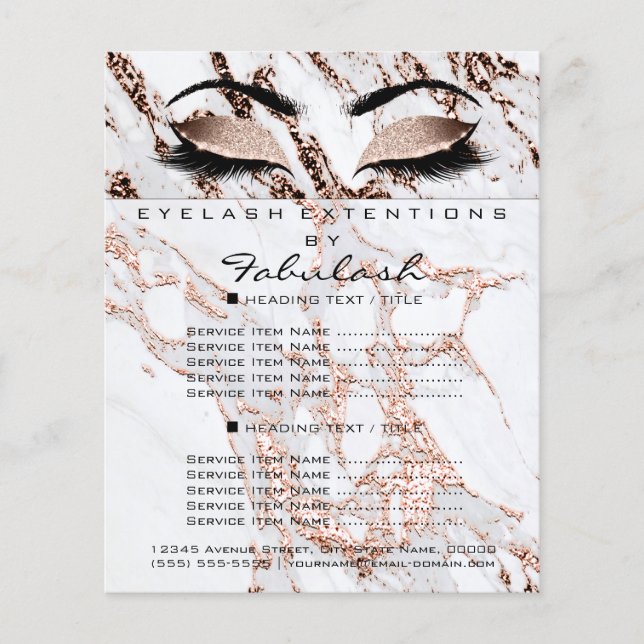 Makeup Artist Beauty Salon Glitter Flyer Marble (Framsidan)