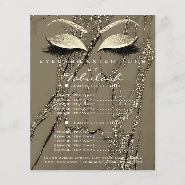 Makeup Artist Beauty Salon Glitter Flyer Marble (Framsidan)