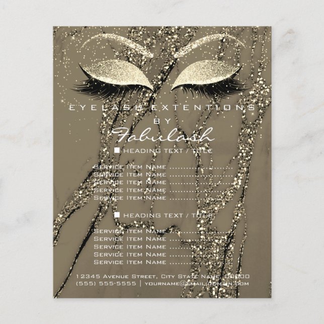 Makeup Artist Beauty Salon Glitter Flyer Marble1 (Framsidan)