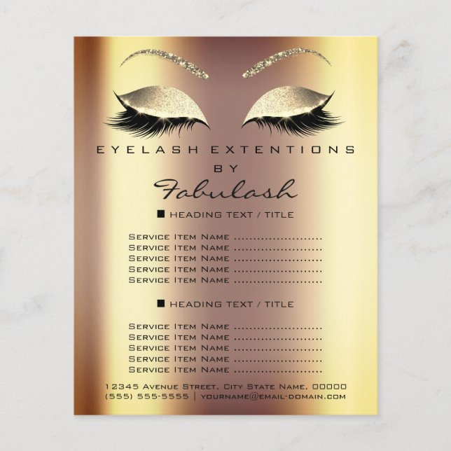 Makeup Artist Beauty Salon Guld Glitter Flyer Faux (Framsidan)