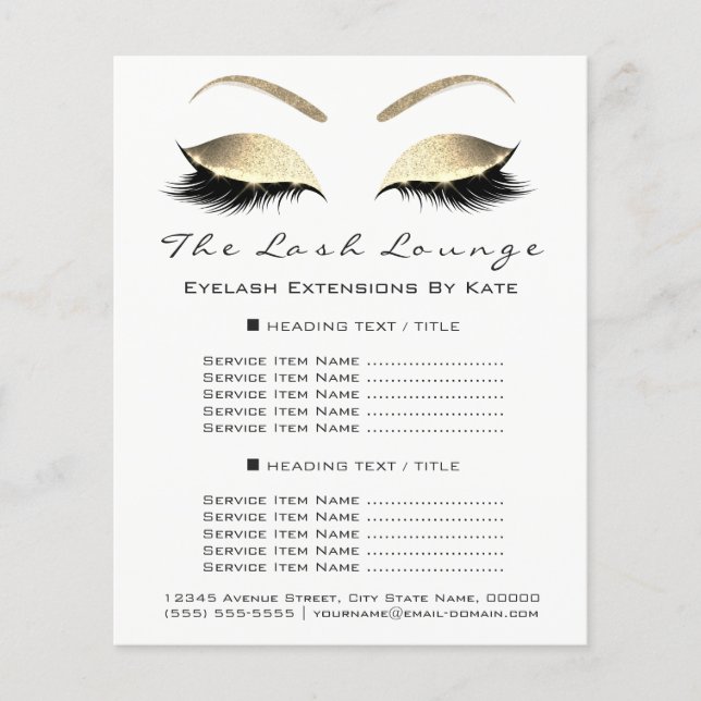 Makeup Artist Beauty Salon Guld Glitter Flyer Glam (Framsidan)