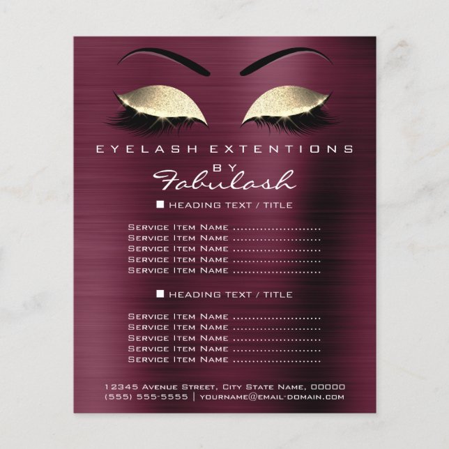 Makeup Artist Beauty Salon Guld Glitter Flyer Lux (Framsidan)