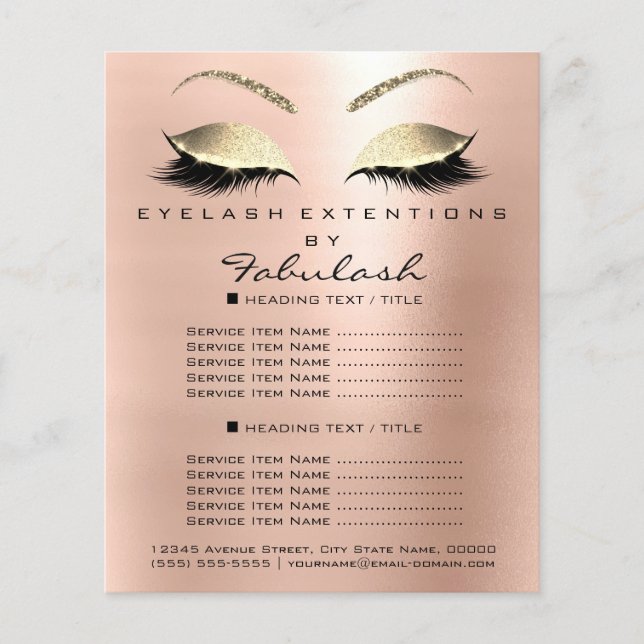 Makeup Artist Beauty Salon Guld Glitter Flyer Rosa (Framsidan)