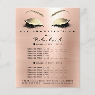 Makeup Artist Beauty Salon Guld Glitter Flyer Rosa