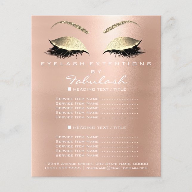Makeup Artist Beauty Salon Guld Glitter Flyer VIP (Framsidan)