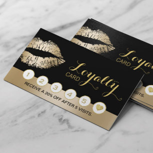 Makeup Artist Beauty Salon Guld Läppar Loyalty Slå Lojalitetskort