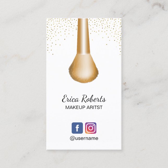Makeup Artist Beauty Salon Guld Makeup Brush Visitkort (Framsida)