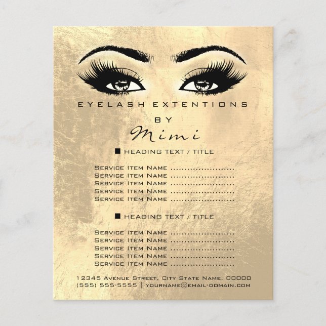 Makeup Artist Beauty Salon Lash Brown Flyer Guld (Framsidan)