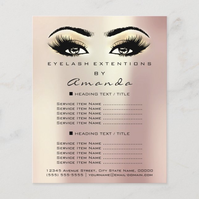 Makeup Artist Beauty Salon Lash Flyer Champaigne (Framsidan)