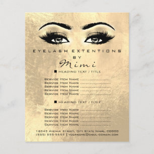 Makeup Artist Beauty Salon Lash Flyer Faux Guld