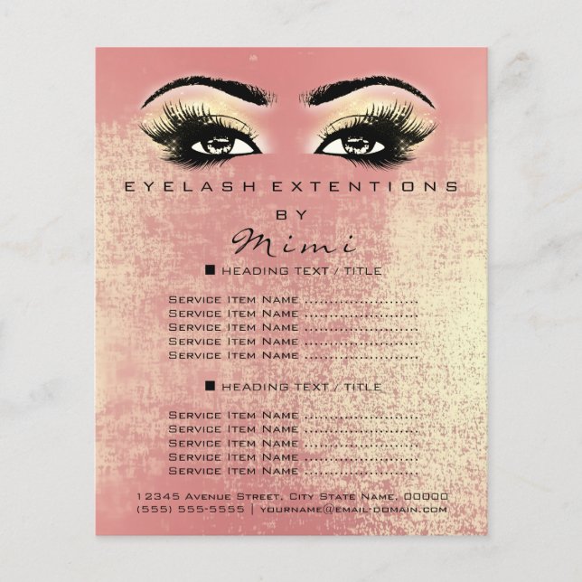 Makeup Artist Beauty Salon Lash Flyer Peach Guld (Framsidan)