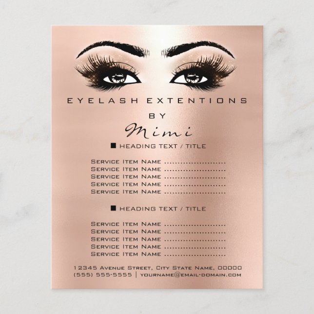 Makeup Artist Beauty Salon Lash Flyer Ro Guld (Framsidan)