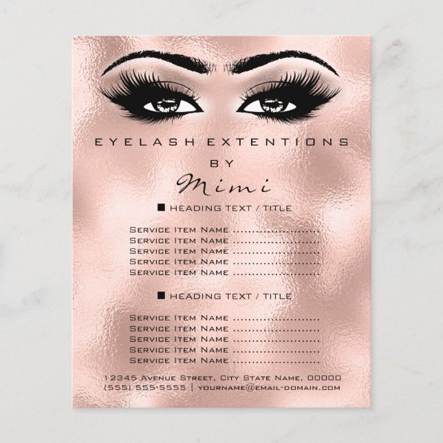 Makeup Artist Beauty Salon Lash Flyer Ro Rosa (Framsidan)