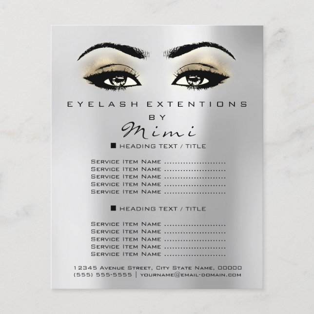 Makeup Artist Beauty Salon Lash Flyer Silver Lux (Framsidan)