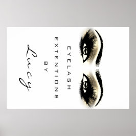 Makeup Artist Beauty Salon Lash Guld Öga White Poster