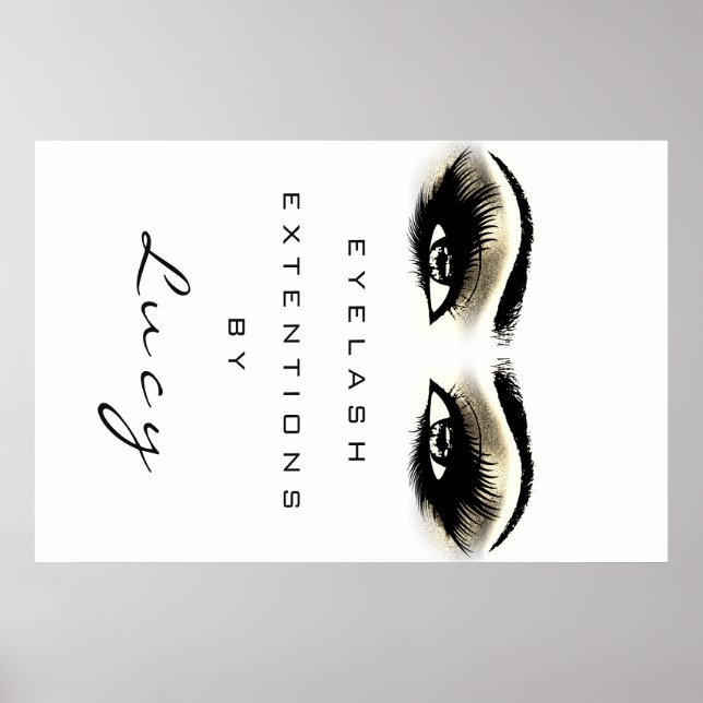 Makeup Artist Beauty Salon Lash Guld Öga White Poster (Framsidan)