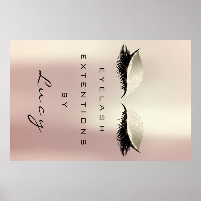 Makeup Artist Beauty Salon Lash Öga Ro Guld Poster (Framsidan)