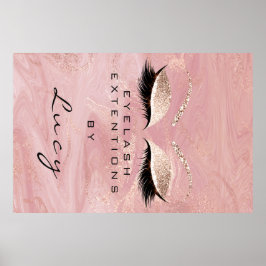 Makeup Artist Beauty Salon Lash Rosa Glitter Poster
