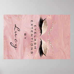 Makeup Artist Beauty Salon Lash Rosa Glitter Poster