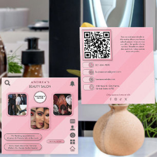 Makeup Artist Beauty Salon Photos Rosa Trendig Fyrkantigt Visitkort