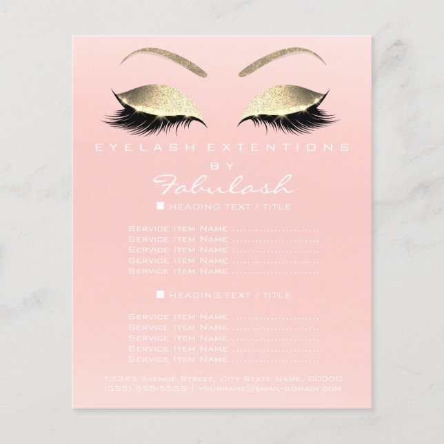 Makeup Artist Beauty Salon Pris List Flyer Rosa (Framsidan)