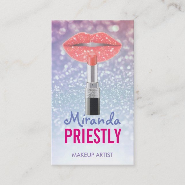 Makeup Artist Beauty Salon Red Läppar och Lipstick Tidsbeställning Kort (Framsida)