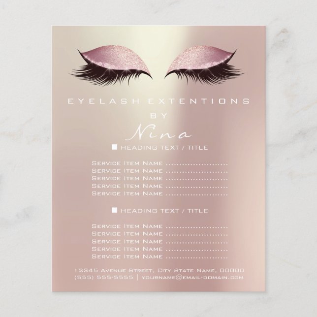 Makeup Artist Beauty Salon Rosa Guld Glitter Flyer (Framsidan)
