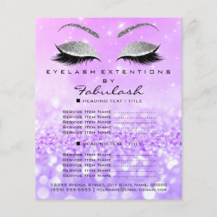 Makeup Artist Beauty Salon Silver Glitter Lavanda3 Flygblad