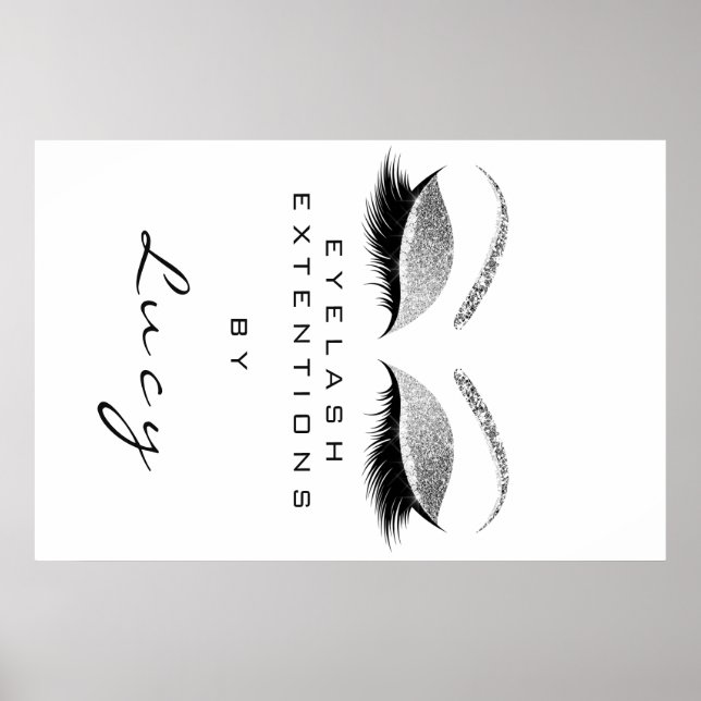 Makeup Artist Beauty White Eyebrow Silver Glitter Poster (Framsidan)