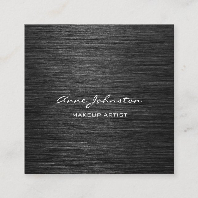 Makeup Artist Black Brshed Metall Fyrkantigt Visitkort (Framsida)