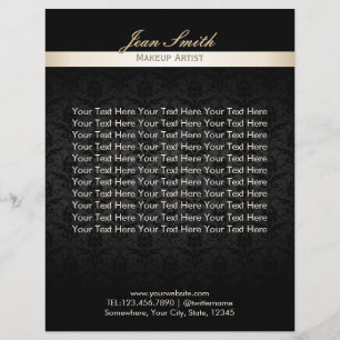 Makeup Artist Black Damask Beauty Salon Brochures Reklamblad