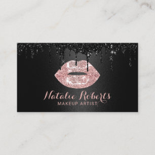 Makeup Artist Black Dricks Ro Guld Läppar Salon Visitkort