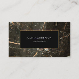 Makeup Artist Black Guld Glitter Marble Agate Visitkort
